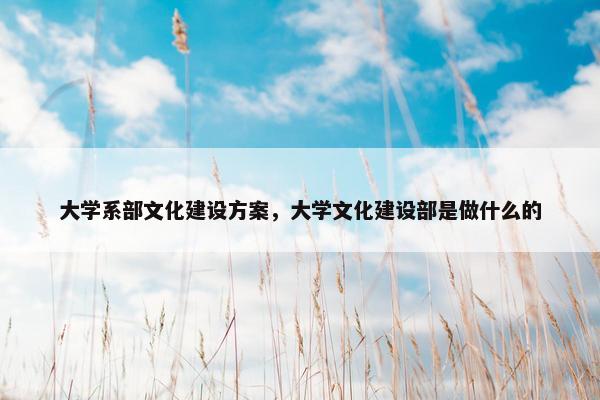 大学系部文化建设方案，大学文化建设部是做什么的