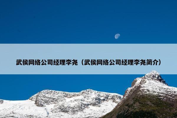 武侯网络公司经理李尧（武侯网络公司经理李尧简介）
