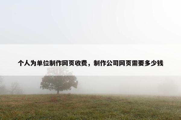 个人为单位制作网页收费，制作公司网页需要多少钱