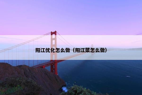 阳江优化怎么做（阳江菜怎么做）