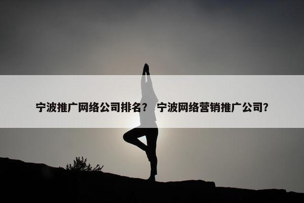 宁波推广网络公司排名？ 宁波网络营销推广公司？