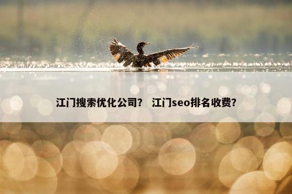江门搜索优化公司？ 江门seo排名收费？