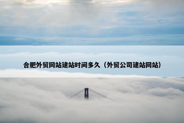 合肥外贸网站建站时间多久（外贸公司建站网站）