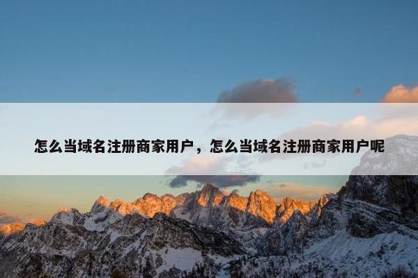 怎么当域名注册商家用户，怎么当域名注册商家用户呢