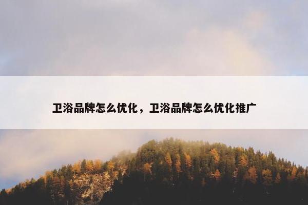 卫浴品牌怎么优化，卫浴品牌怎么优化推广