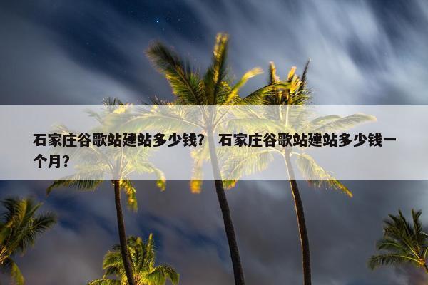 石家庄谷歌站建站多少钱？ 石家庄谷歌站建站多少钱一个月？