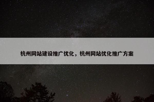 杭州网站建设推广优化，杭州网站优化推广方案