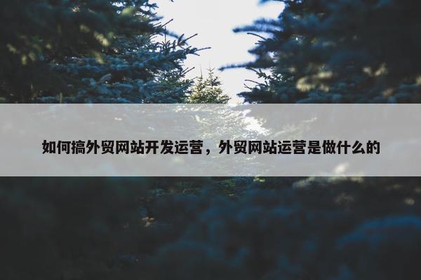 如何搞外贸网站开发运营，外贸网站运营是做什么的