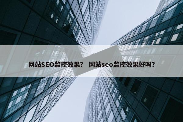 网站SEO监控效果？ 网站seo监控效果好吗？