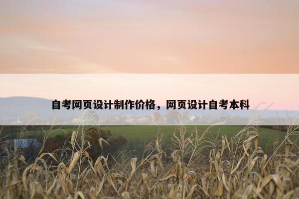 自考网页设计制作价格，网页设计自考本科