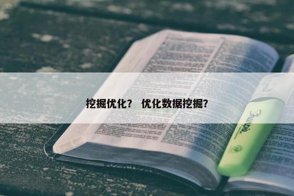 挖掘优化？ 优化数据挖掘？