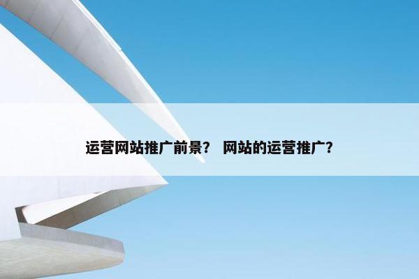 运营网站推广前景？ 网站的运营推广？
