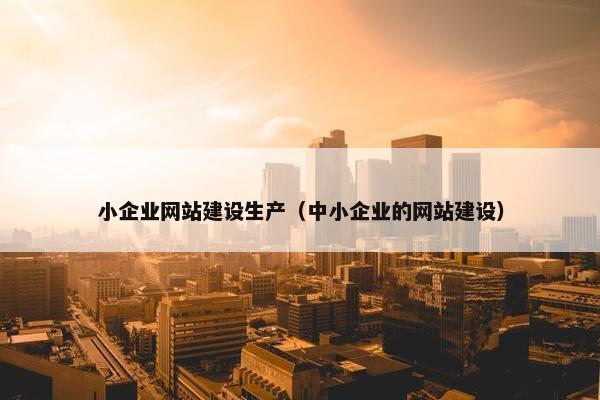 小企业网站建设生产（中小企业的网站建设）