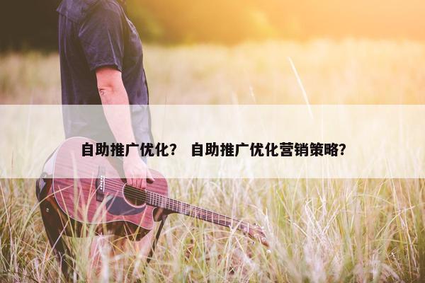 自助推广优化？ 自助推广优化营销策略？