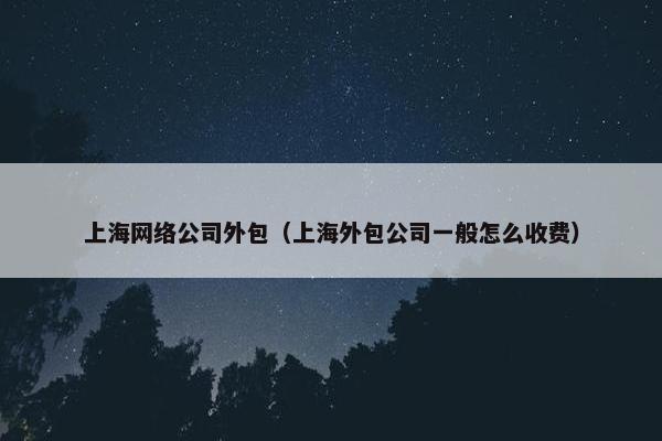 上海网络公司外包（上海外包公司一般怎么收费）
