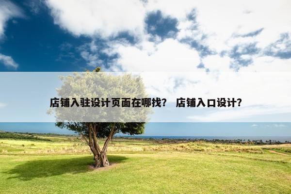 店铺入驻设计页面在哪找？ 店铺入口设计？