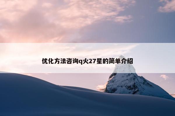 优化方法咨询q火27星的简单介绍
