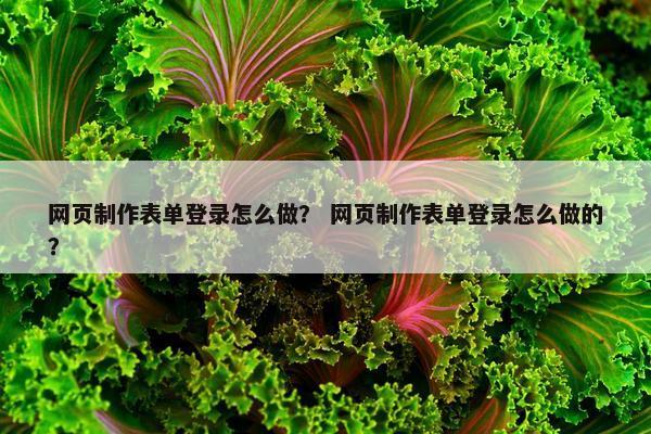 网页制作表单登录怎么做？ 网页制作表单登录怎么做的？