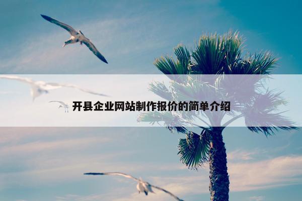 开县企业网站制作报价的简单介绍