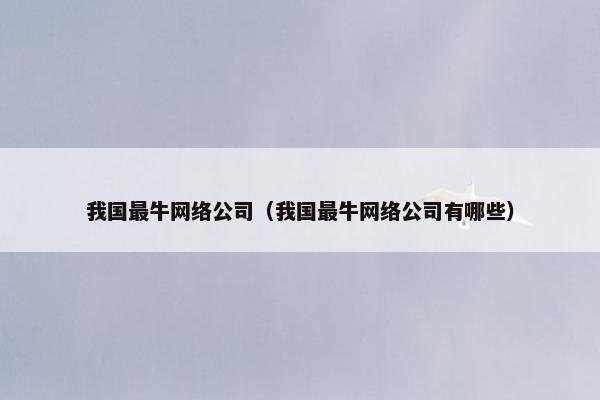 我国最牛网络公司（我国最牛网络公司有哪些）