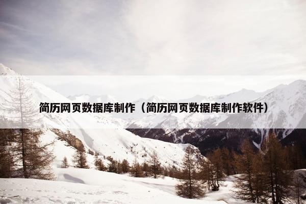 简历网页数据库制作（简历网页数据库制作软件）