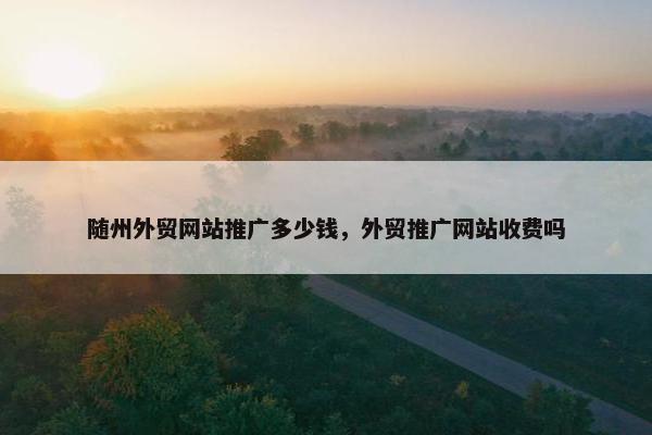 随州外贸网站推广多少钱，外贸推广网站收费吗