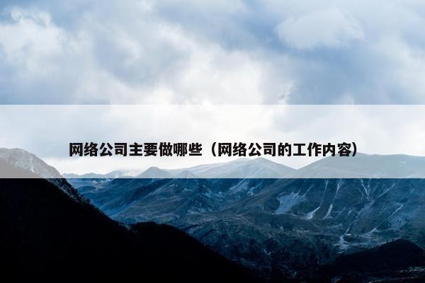 网络公司主要做哪些（网络公司的工作内容）