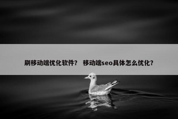 刷移动端优化软件？ 移动端seo具体怎么优化？