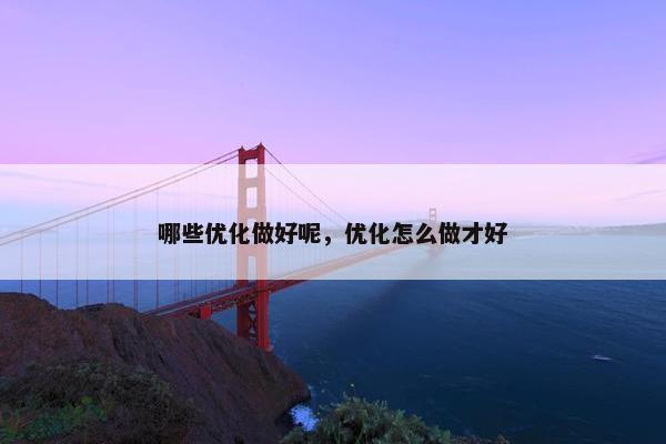 哪些优化做好呢，优化怎么做才好