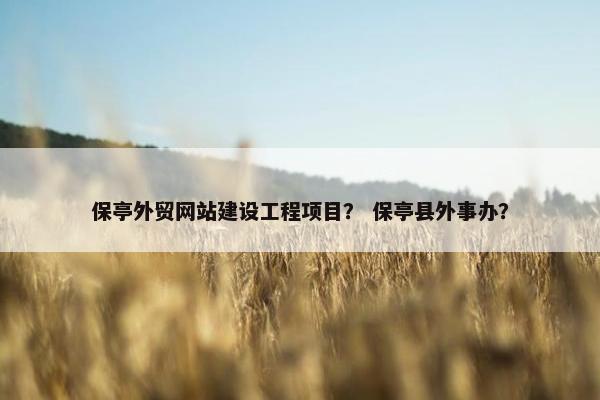 保亭外贸网站建设工程项目？ 保亭县外事办？