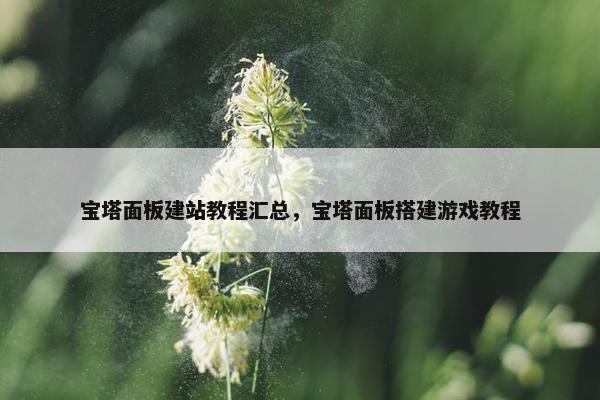 宝塔面板建站教程汇总，宝塔面板搭建游戏教程