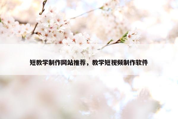 短教学制作网站推荐，教学短视频制作软件