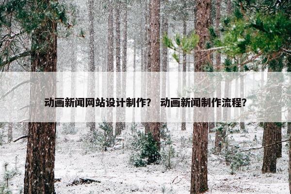 动画新闻网站设计制作？ 动画新闻制作流程？