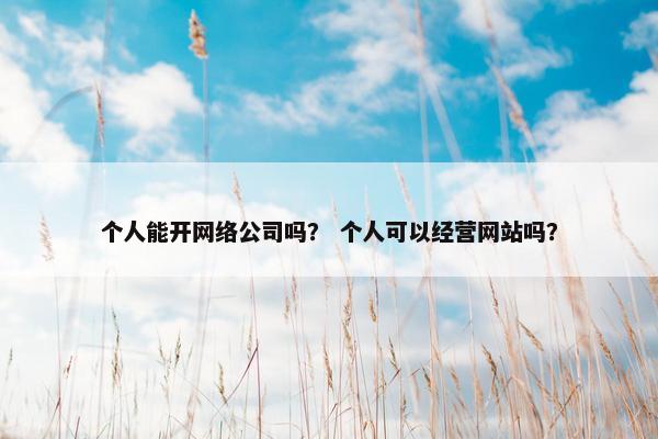 个人能开网络公司吗？ 个人可以经营网站吗？