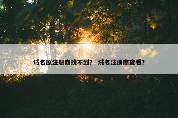 域名原注册商找不到？ 域名注册商查看？