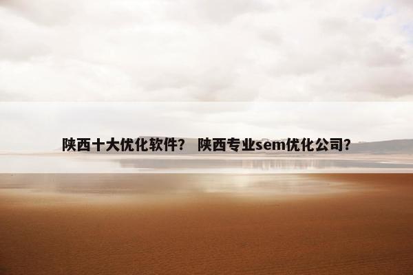陕西十大优化软件？ 陕西专业sem优化公司？
