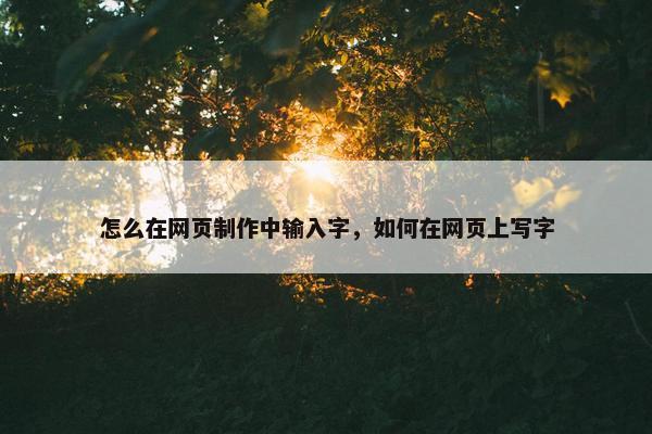 怎么在网页制作中输入字，如何在网页上写字