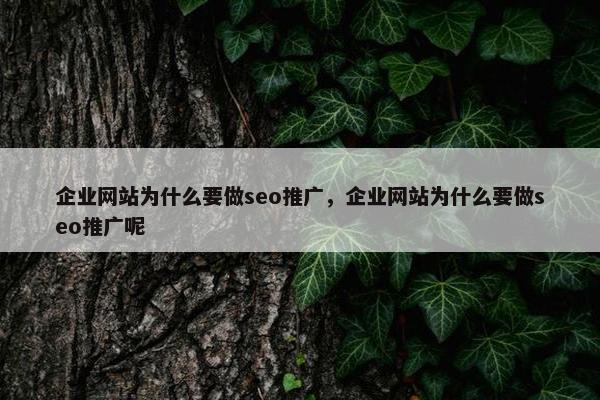企业网站为什么要做seo推广，企业网站为什么要做seo推广呢