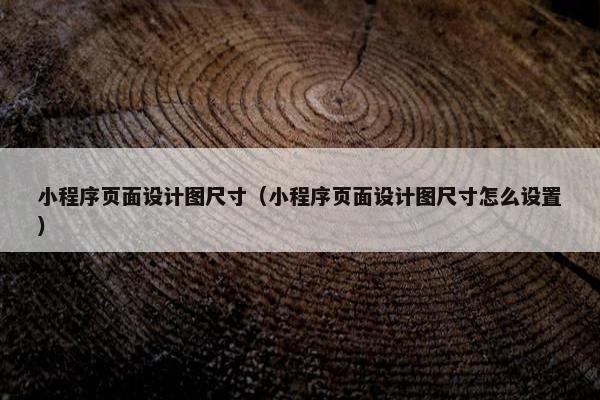 小程序页面设计图尺寸（小程序页面设计图尺寸怎么设置）