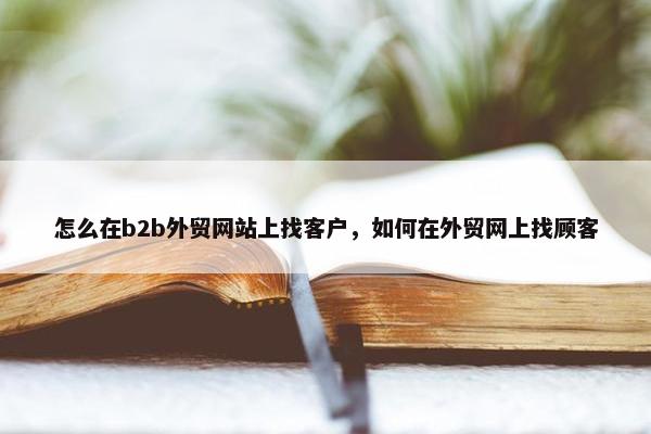 怎么在b2b外贸网站上找客户，如何在外贸网上找顾客