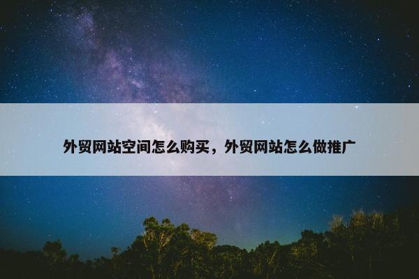 外贸网站空间怎么购买，外贸网站怎么做推广