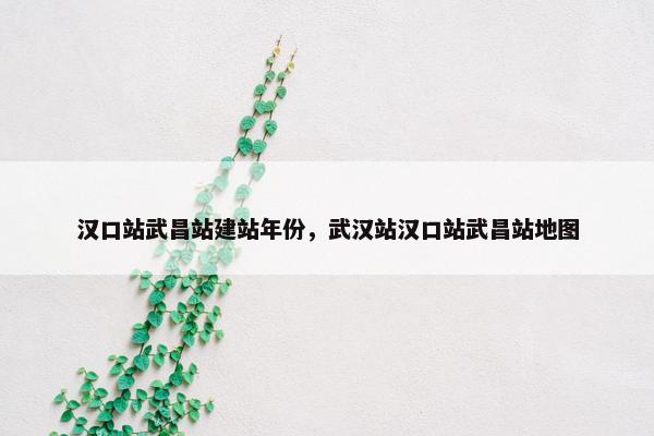 汉口站武昌站建站年份，武汉站汉口站武昌站地图