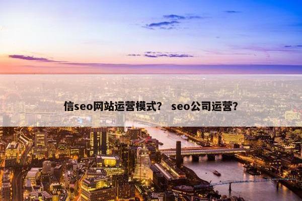 信seo网站运营模式？ seo公司运营？