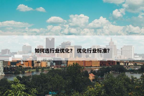 如何选行业优化？ 优化行业标准？