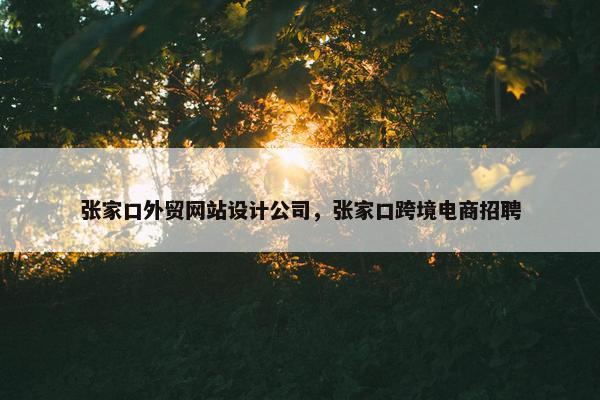 张家口外贸网站设计公司，张家口跨境电商招聘