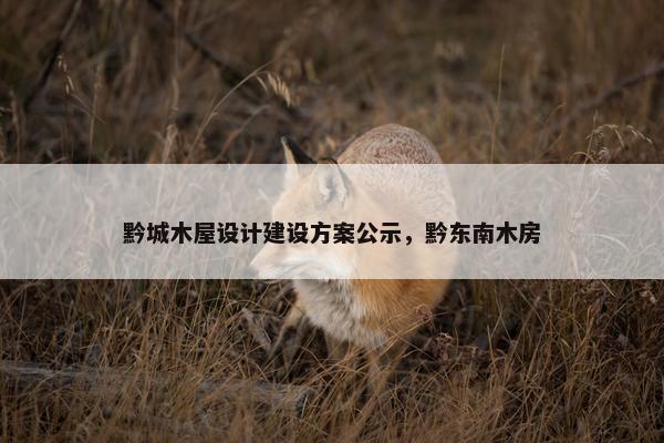 黔城木屋设计建设方案公示，黔东南木房