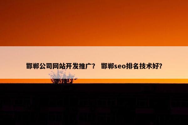 邯郸公司网站开发推广？ 邯郸seo排名技术好？