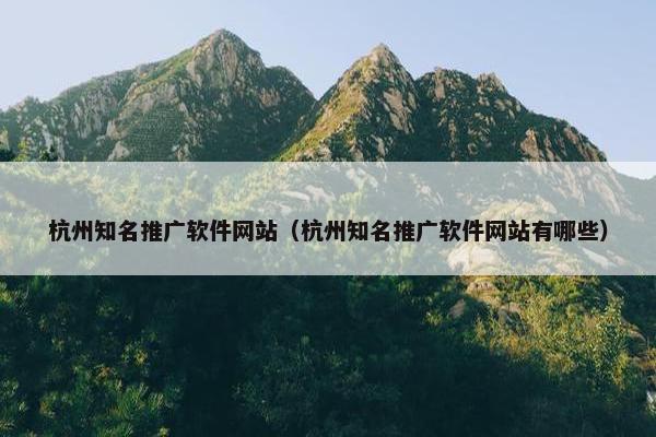 杭州知名推广软件网站（杭州知名推广软件网站有哪些）