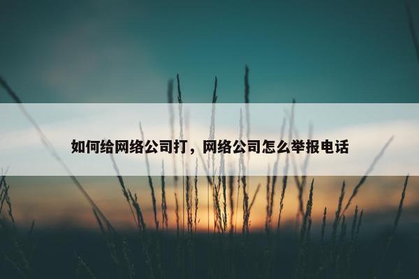 如何给网络公司打，网络公司怎么举报电话