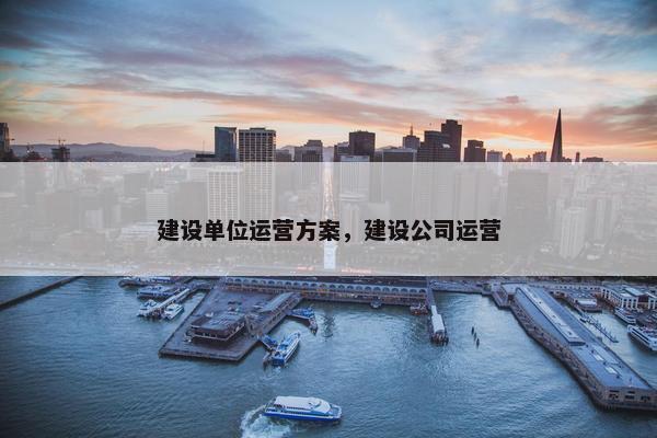 建设单位运营方案，建设公司运营